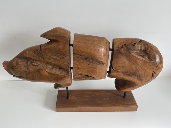 Image 1 of Wooden sculpture of a pig