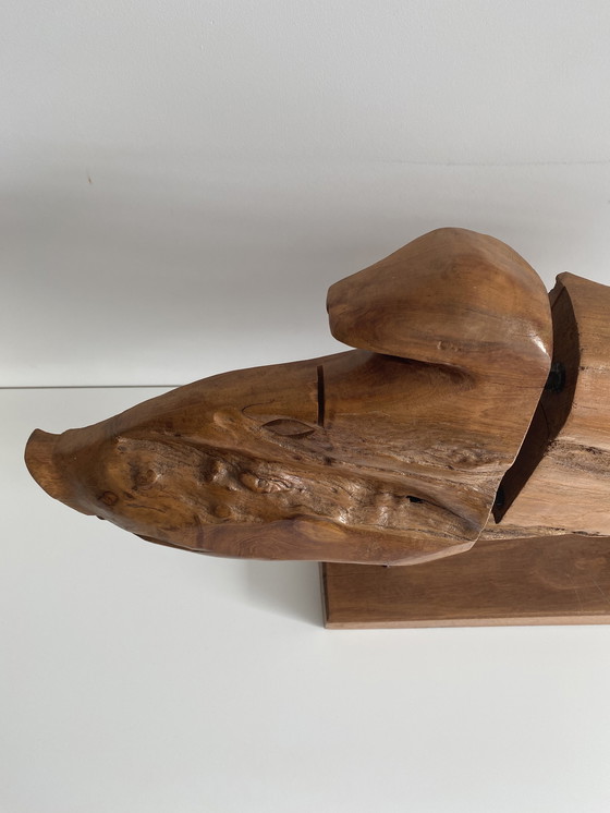 Image 1 of Wooden sculpture of a pig