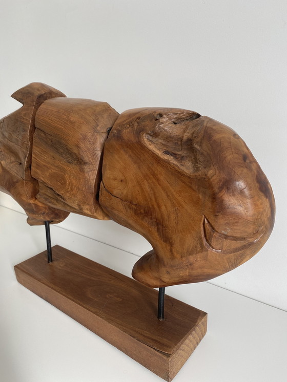 Image 1 of Wooden sculpture of a pig