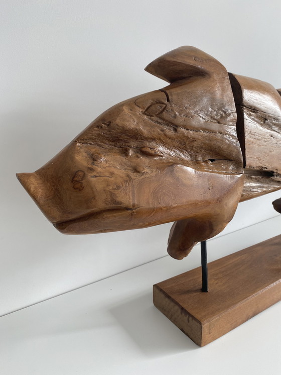 Image 1 of Wooden sculpture of a pig