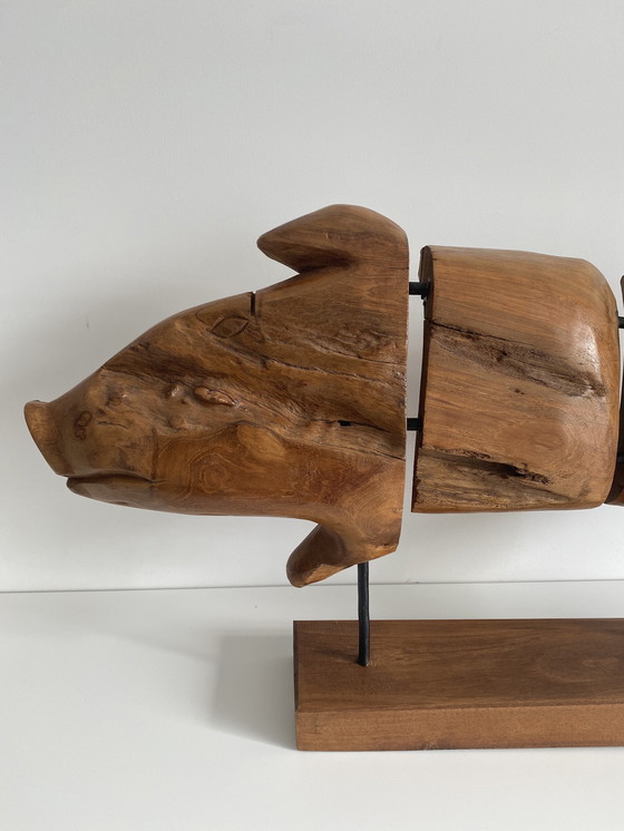 Image 1 of Wooden sculpture of a pig