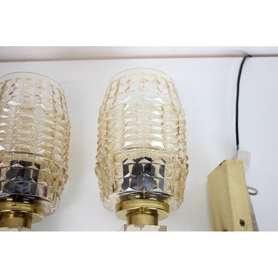 Image 1 of Pair of vintage wall lamps with glass shades, Czechoslovakia 1970s