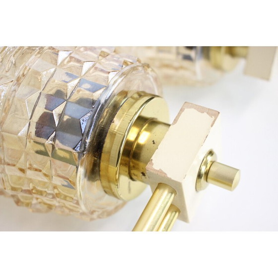 Image 1 of Pair of vintage wall lamps with glass shades, Czechoslovakia 1970s