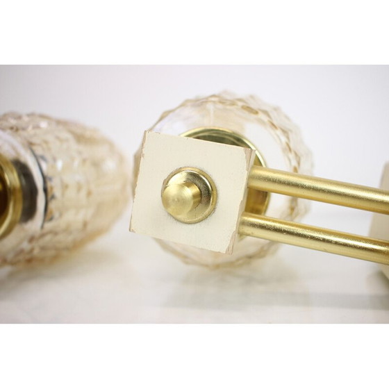 Image 1 of Pair of vintage wall lamps with glass shades, Czechoslovakia 1970s