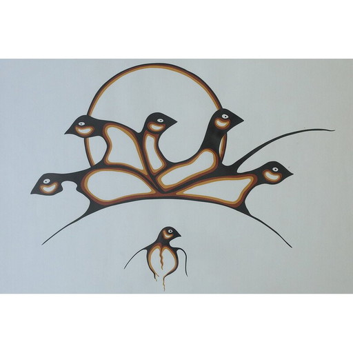 Vintage acrylic painting by Saul Mamakeesick, 1980