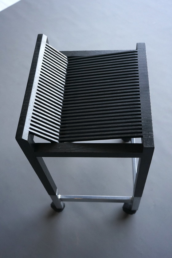 Image 1 of Slatted Wood Drawing Stool By Ruud Jan Kokke, 1980S