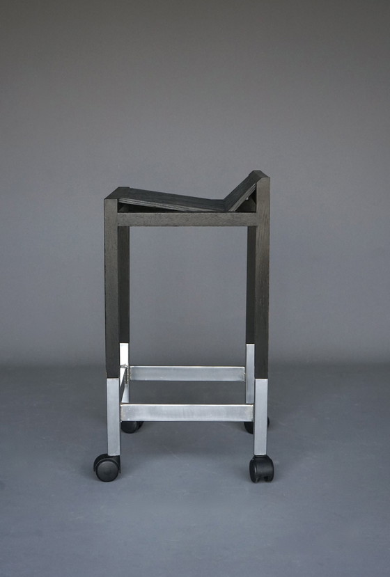 Image 1 of Slatted Wood Drawing Stool By Ruud Jan Kokke, 1980S