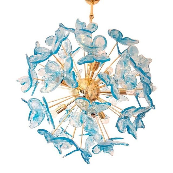 Image 1 of Contemporary Italian Handmade Butterfly Chandelier Sputnik Murano Glass