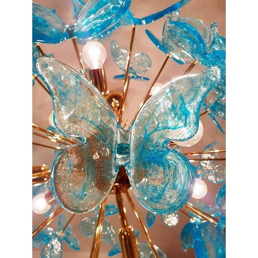 Contemporary Italian Handmade Butterfly Chandelier Sputnik Murano Glass