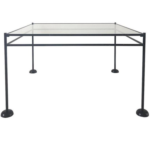 Vintage minimalist metal and glass coffee table, 1960