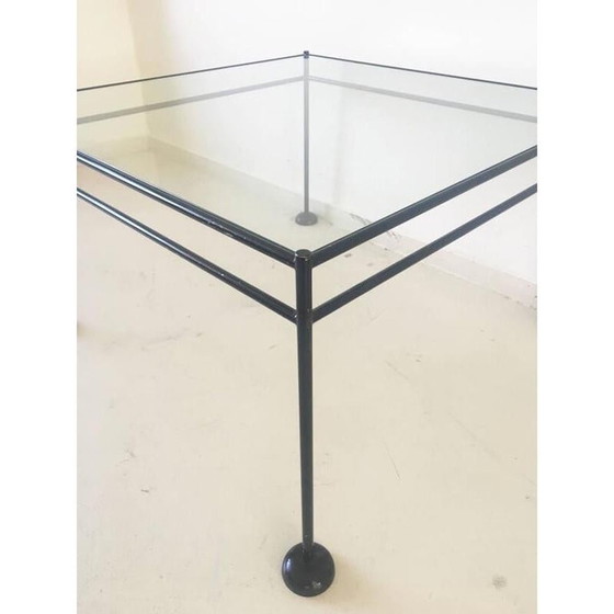 Image 1 of Vintage minimalist metal and glass coffee table, 1960