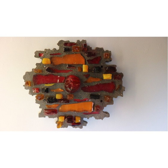 Image 1 of Pair of vintage lamps in heavy stone and shards of colored glass, 1960