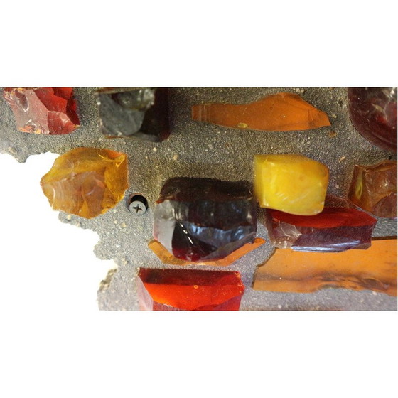 Image 1 of Pair of vintage lamps in heavy stone and shards of colored glass, 1960