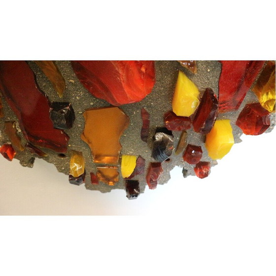 Image 1 of Pair of vintage lamps in heavy stone and shards of colored glass, 1960
