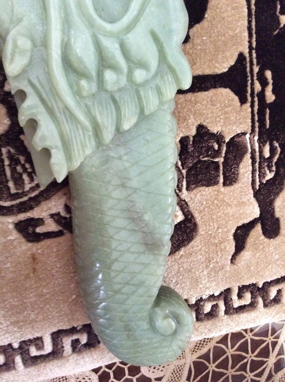 Image 1 of Chinese Jade Dragon Sword Sculpture