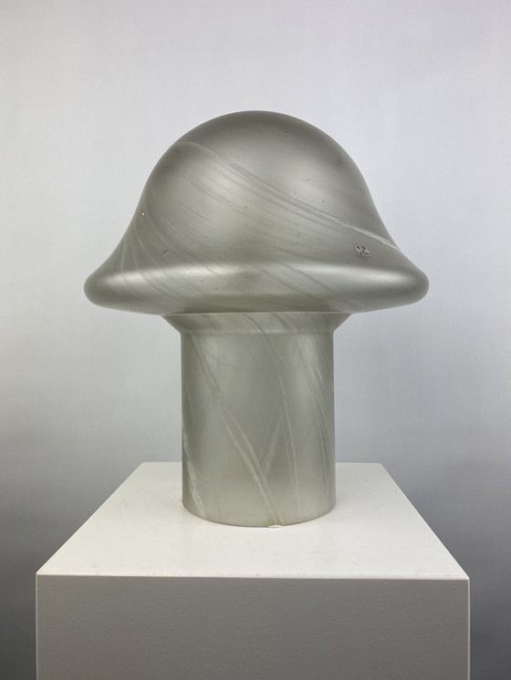 Image 1 of 1 di 3 grandi lampade da tavolo a forma di fungo in vetro trasparente a spirale Peill &amp; Putzler XL 1970