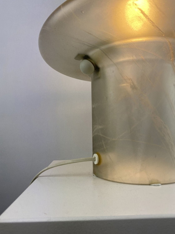 Image 1 of 1 di 3 grandi lampade da tavolo a forma di fungo in vetro trasparente a spirale Peill &amp; Putzler XL 1970