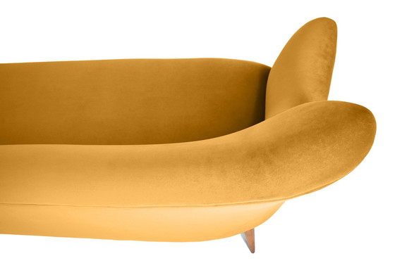 Image 1 of Three-seater sofa in German velvet, 60s, mustard, restored