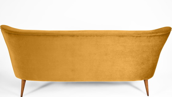 Image 1 of Three-seater sofa in German velvet, 60s, mustard, restored