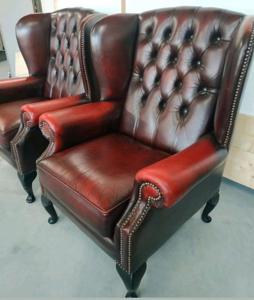 2x Chesterflied Oxblood Red Chairs