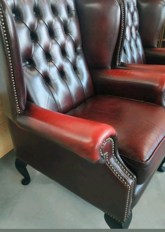 Image 1 of 2x Chesterflied Oxblood Red Chairs