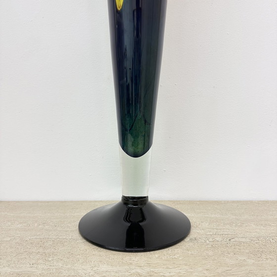 Image 1 of Xl Glass Vase Yellow And Black 