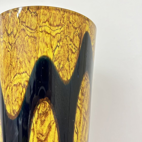 Image 1 of Xl Glass Vase Yellow And Black 