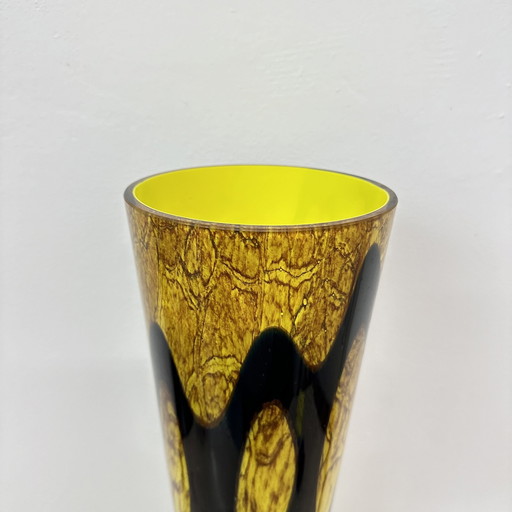 Xl Glass Vase Yellow And Black 