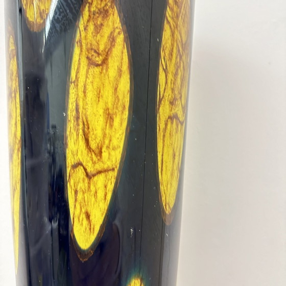 Image 1 of Xl Glass Vase Yellow And Black 