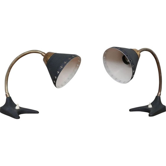 Image 1 of Coppia di lampade vintage in ottone e metallo verniciato, Svezia 1960