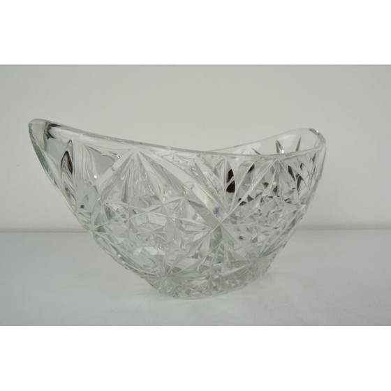 Image 1 of Vintage crystal glass bowl, Czechoslovakia 1960