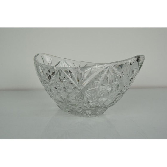 Image 1 of Vintage crystal glass bowl, Czechoslovakia 1960