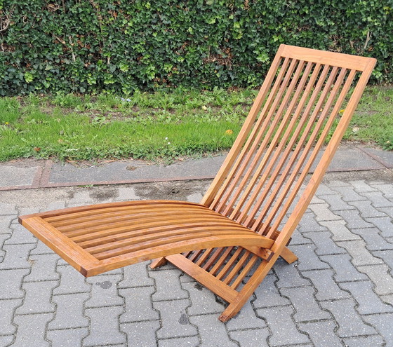 Image 1 of Garden Teak Teak Lounger, Adjustable, Foldable