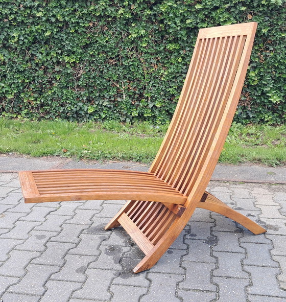 Image 1 of Garden Teak Teak Lounger, Adjustable, Foldable