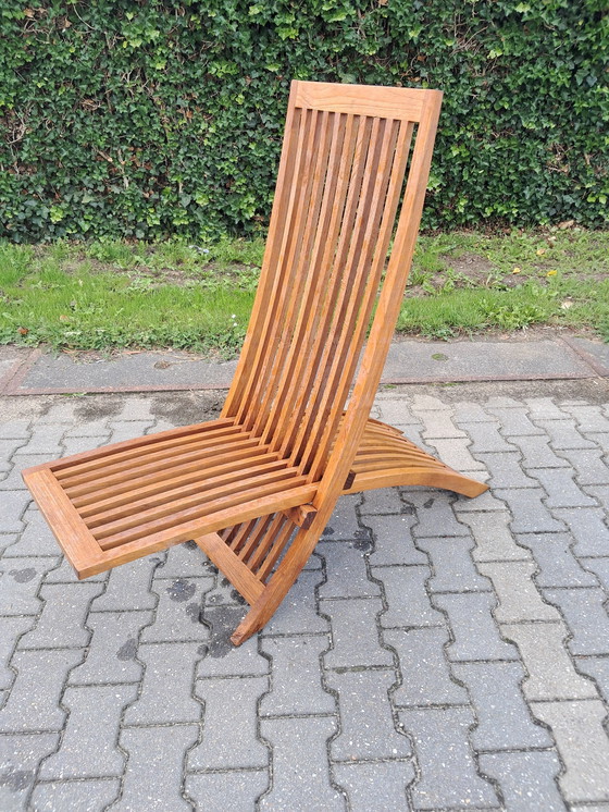 Image 1 of Garden Teak Teak Lounger, Adjustable, Foldable