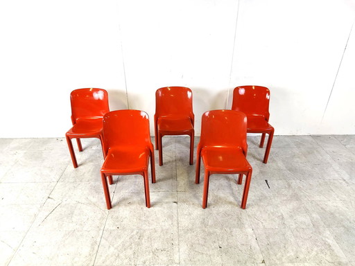 5x Artemide Vico Magistretti 1970 Selene chaises de salle à manger