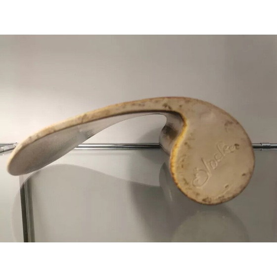 Image 1 of Vaso vintage in ceramica beige e marrone di Fred e Andrée Stocker, Francia 1970