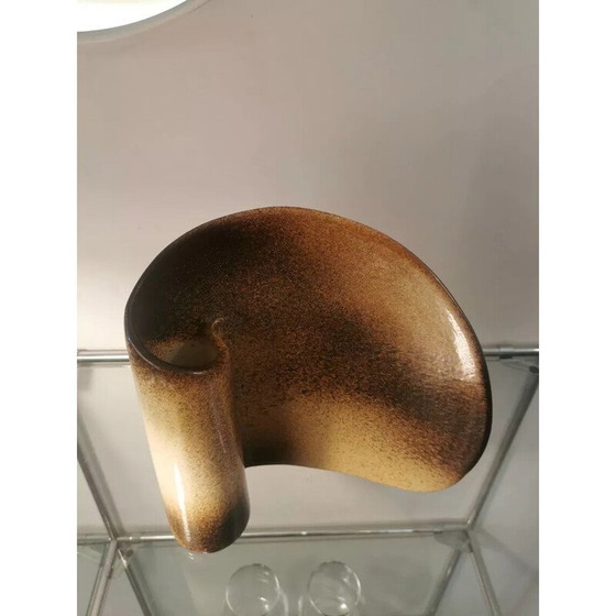Image 1 of Vaso vintage in ceramica beige e marrone di Fred e Andrée Stocker, Francia 1970