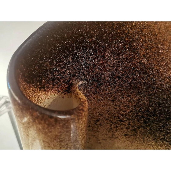 Image 1 of Vaso vintage in ceramica beige e marrone di Fred e Andrée Stocker, Francia 1970