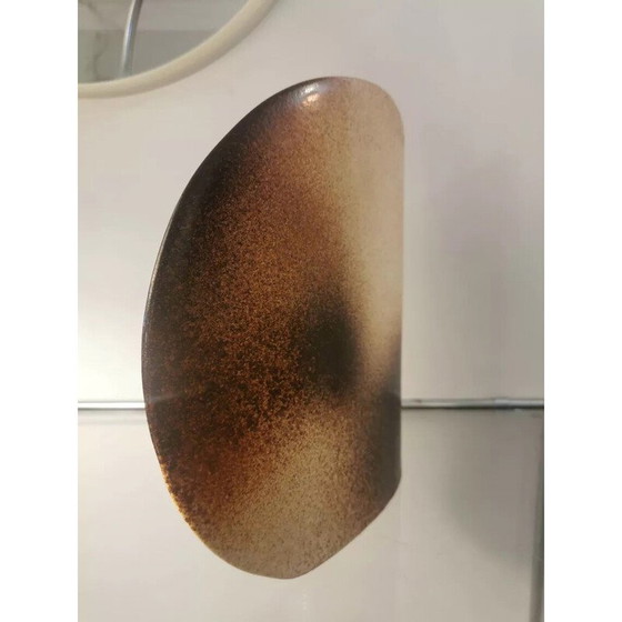 Image 1 of Vaso vintage in ceramica beige e marrone di Fred e Andrée Stocker, Francia 1970