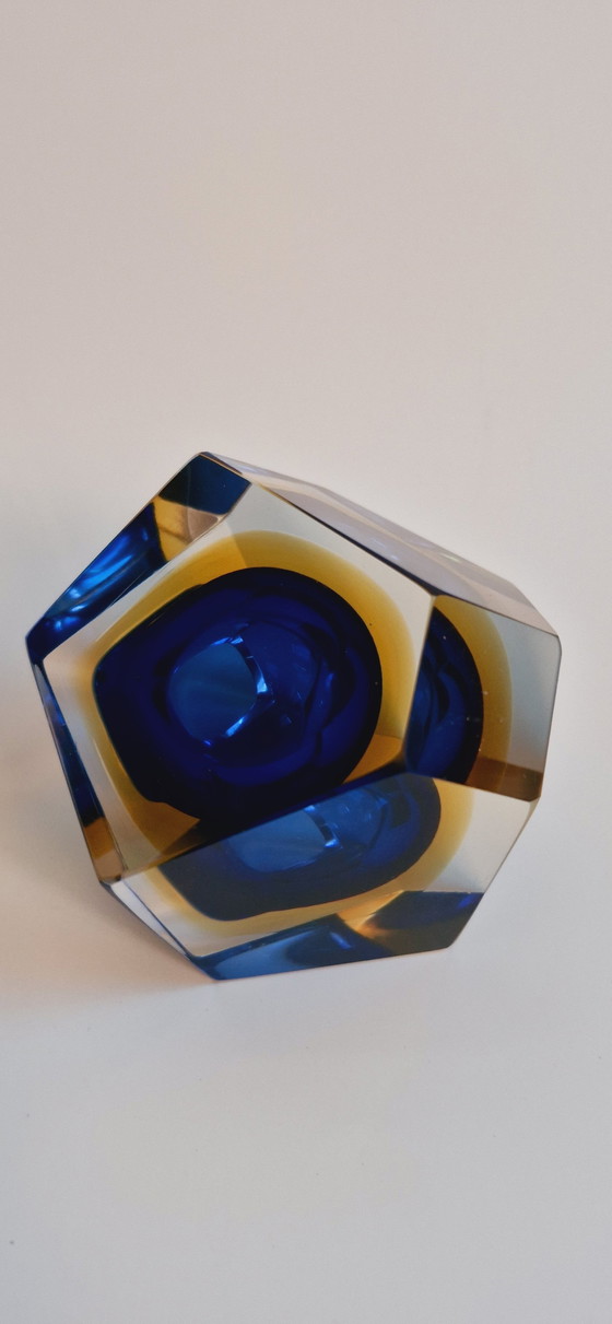 Image 1 of 60'S Murano Glass Sommerso Faceted Vases 