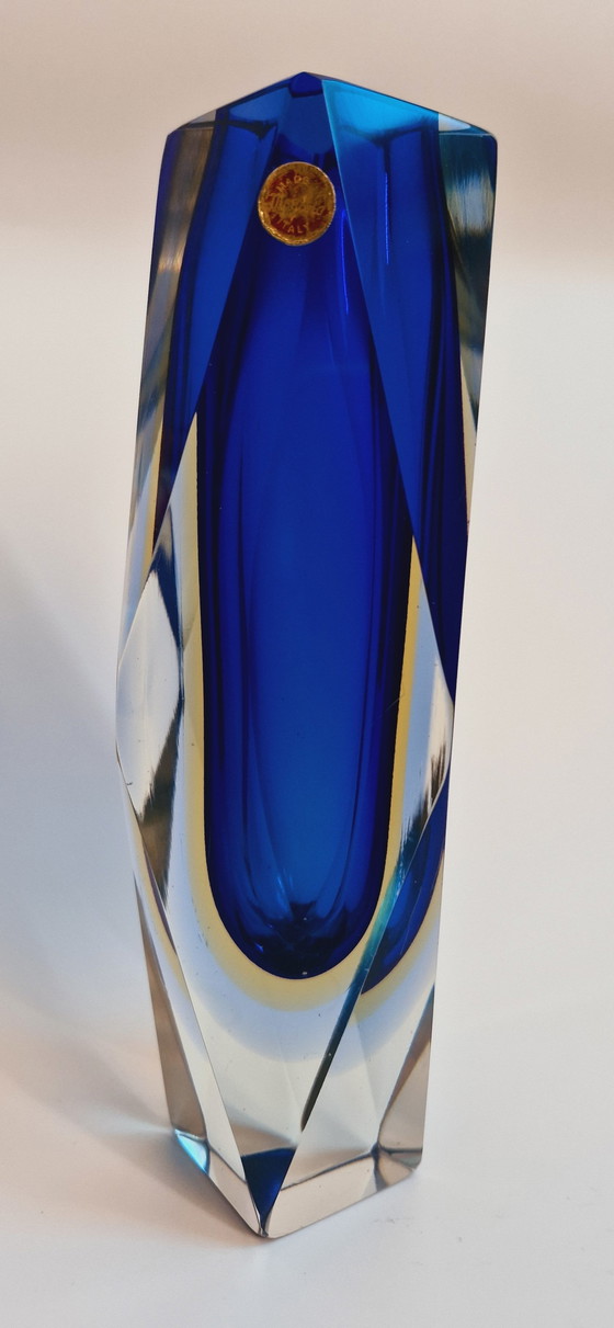 Image 1 of 60'S Murano Glass Sommerso Faceted Vases 