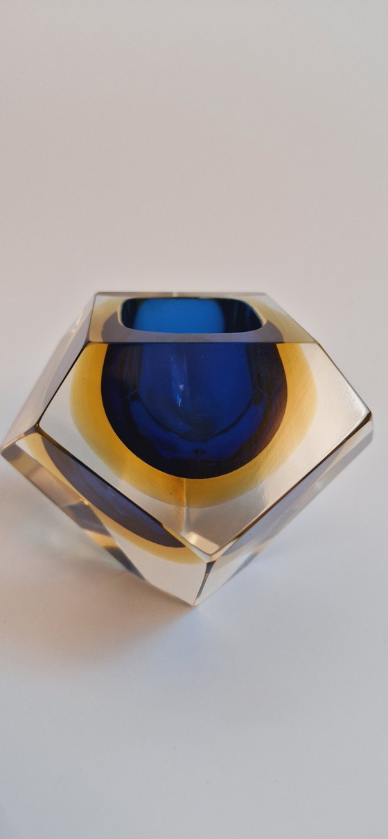 Image 1 of 60'S Murano Glass Sommerso Faceted Vases 