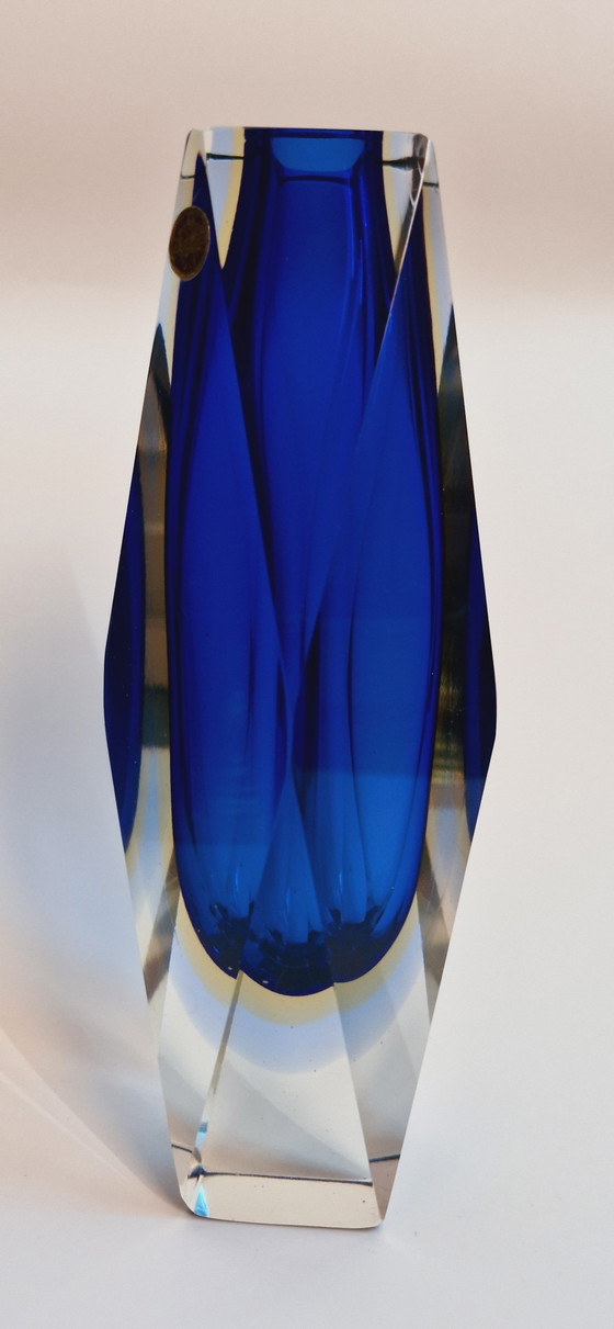 Image 1 of 60'S Murano Glass Sommerso Faceted Vases 