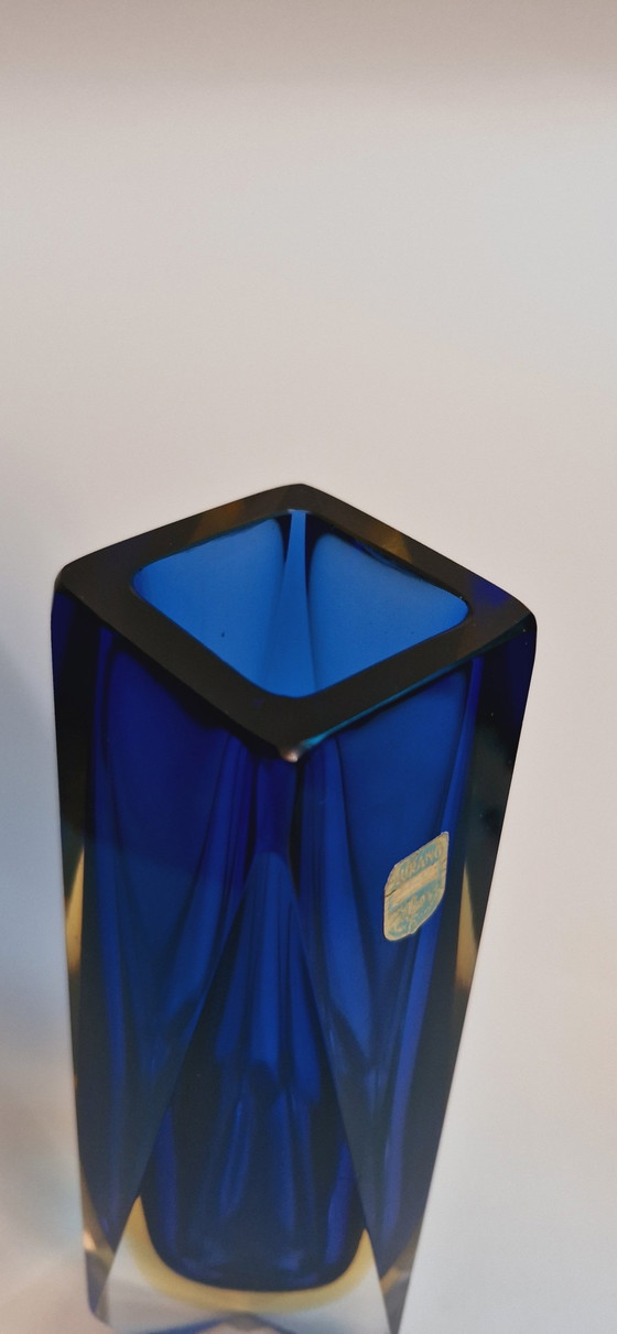 Image 1 of 60'S Murano Glass Sommerso Faceted Vases 