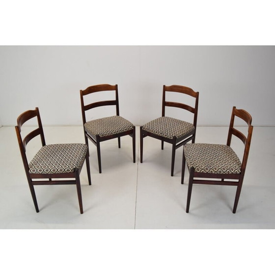 Image 1 of Set di 4 sedie in tessuto e legno Ton, Cecoslovacchia, anni '70, metà secolo