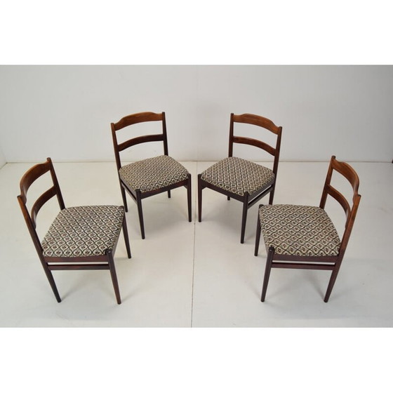 Image 1 of Set di 4 sedie in tessuto e legno Ton, Cecoslovacchia, anni '70, metà secolo