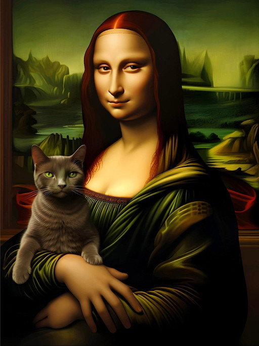 Artist Painting - Alberto Ricardo - Mona Lisa Chat