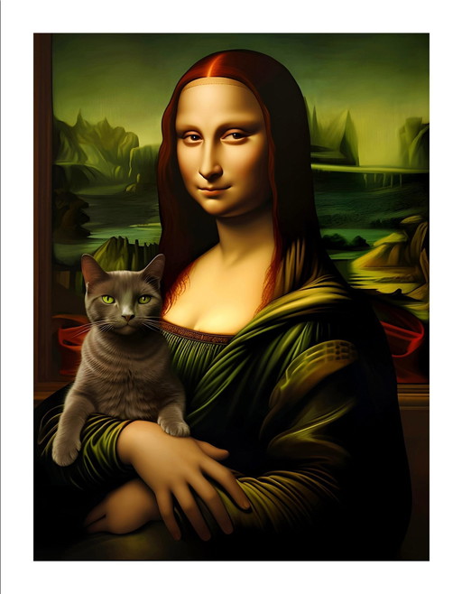 Artist Painting - Alberto Ricardo - Mona Lisa Chat