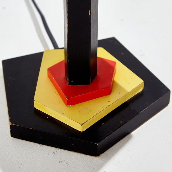 Image 1 of Lampada da tavolo geometrica in legno vintage